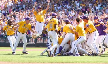 The LSU Tigers celebrate after winning the program's second national championship in three years.