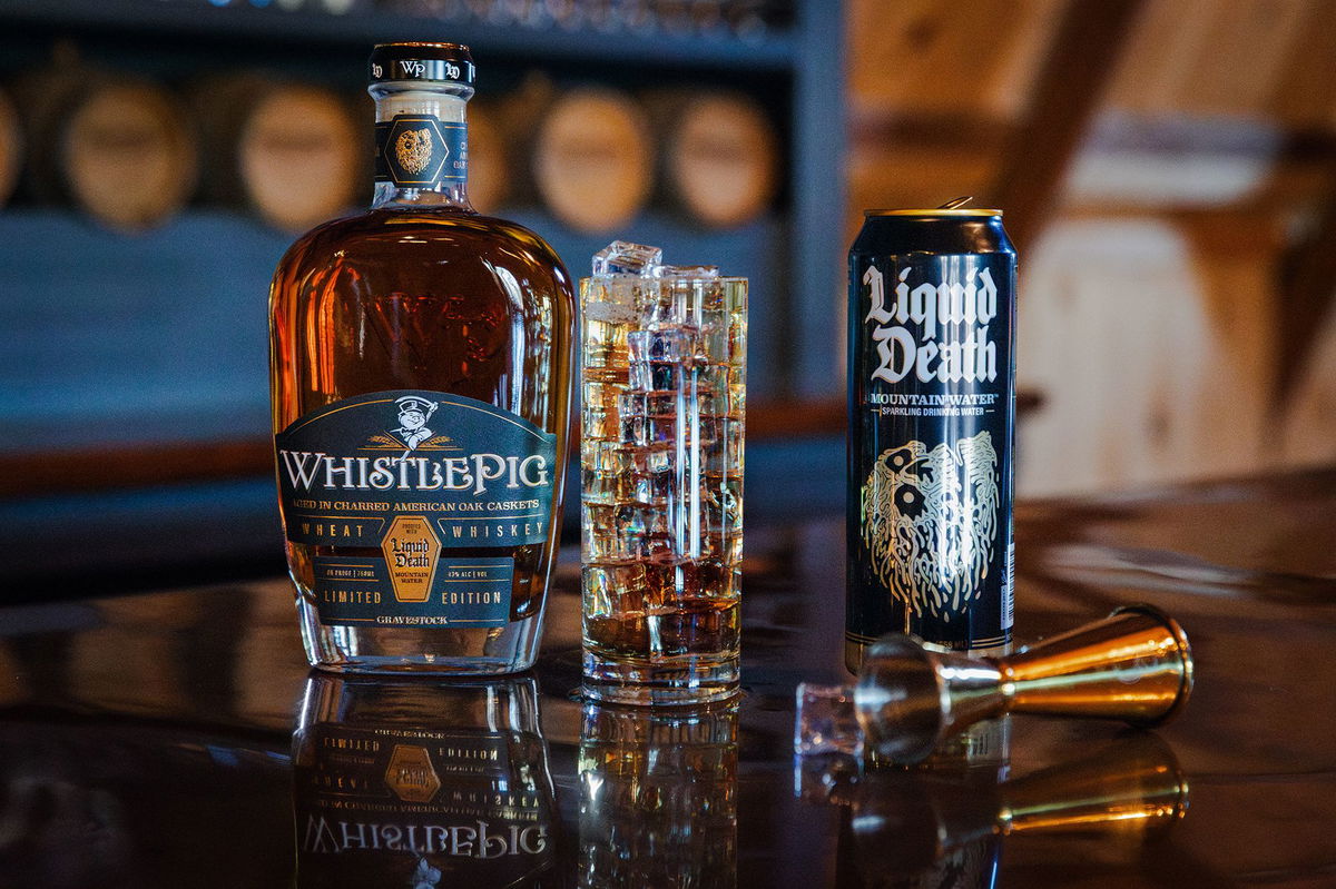 <i>WhistlePig Whiskey via CNN Newsource</i><br/>Liquid Death and WhistlePig made a new whiskey aged in a casket.