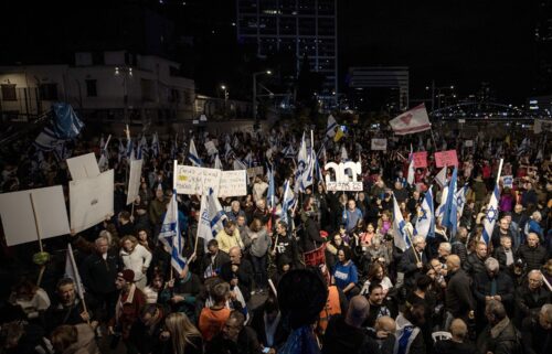 Hundreds of people gather to hold a demonstration demanding a ceasefire and a hostage swap agreement in Gaza