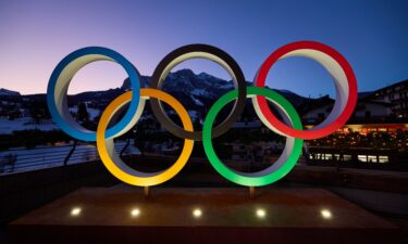 The Olympic rings are on display in Cortina d'Ampezzo