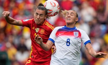 Patri Guijarro and Georgia Stanway challenge for the ball during the Women's Euros final in Basel