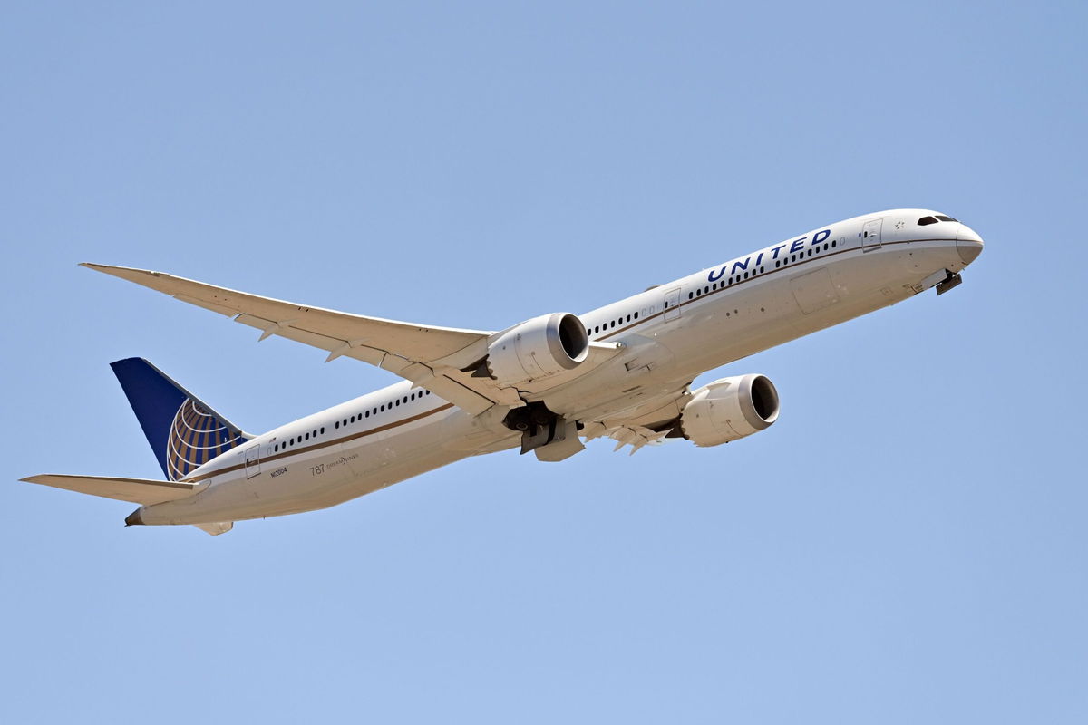 <i>Mondadori Portfolio/Getty Images via CNN Newsource</i><br/>Boeing 787 Dreamliner United Airlines aircraft at the international airport Leonardo Da Vinci. Fiumicino