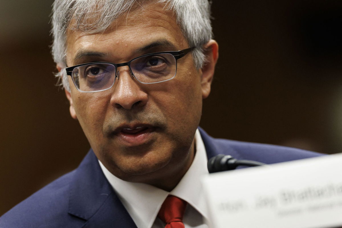 <i>Ting Shen/AFP/Getty Images via CNN Newsource</i><br/>US National Institutes of Health Director Dr. Jay Bhattacharya testifies during a Senate Appropriations Committee hearing in Washington
