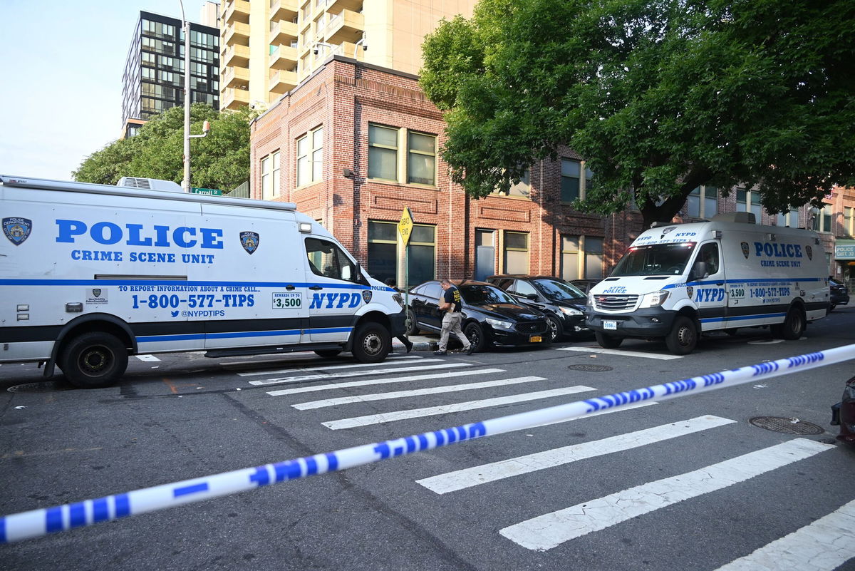 <i>NYPD via CNN Newsource</i><br/>The New York Police Department provides an update on an overnight shooting in Brooklyn